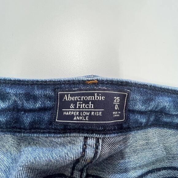 Abercrombie & Fitch Jeans Womens 25 Harper Low Rise Ankle Distressed Studded Den - Picture 3 of 8